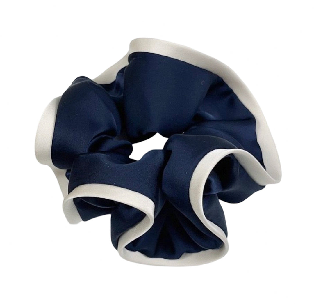 Scrunchie- Navy with White trim