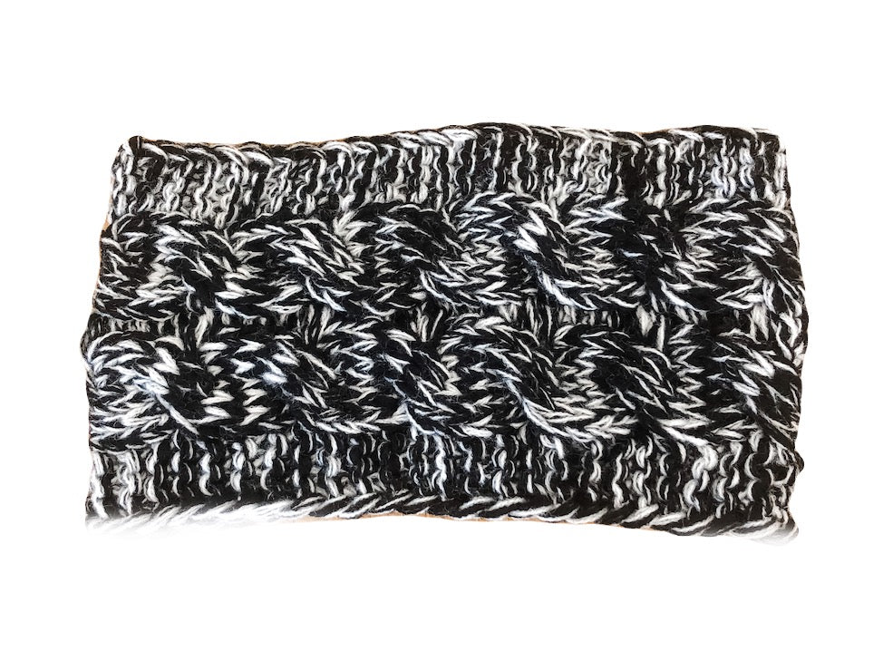 WS - Knitted Cable Headband - Black &amp; White 746935191450