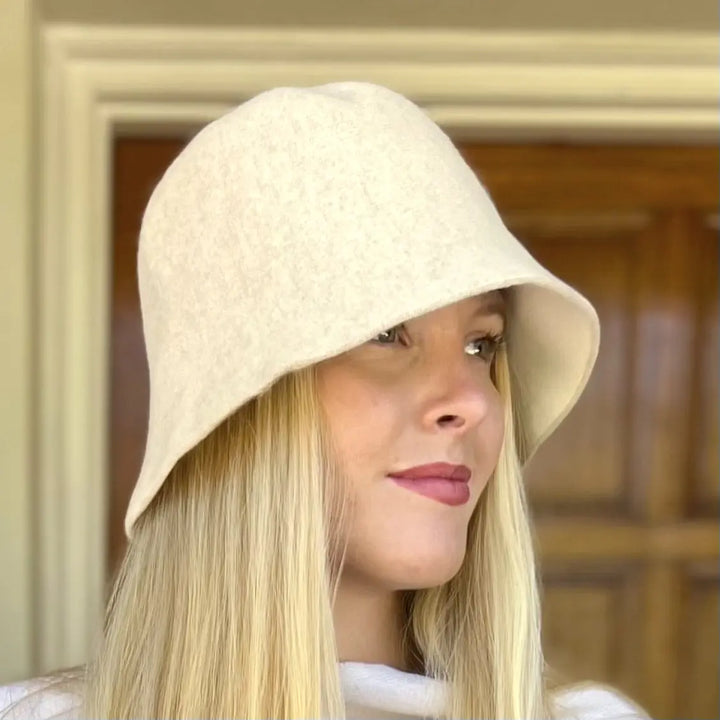WS Boston Wool Cloche Hat- Off- White