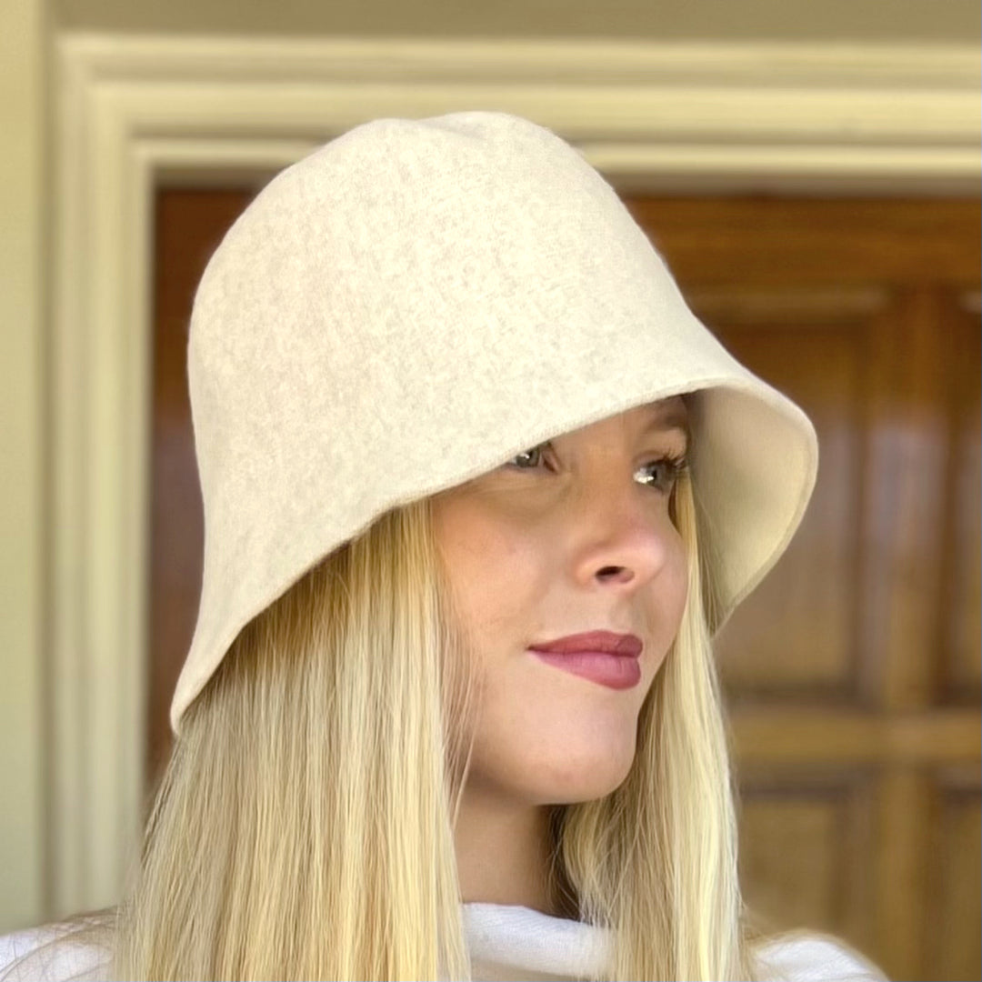 Boston Wool Cloche Hat- OffWhite