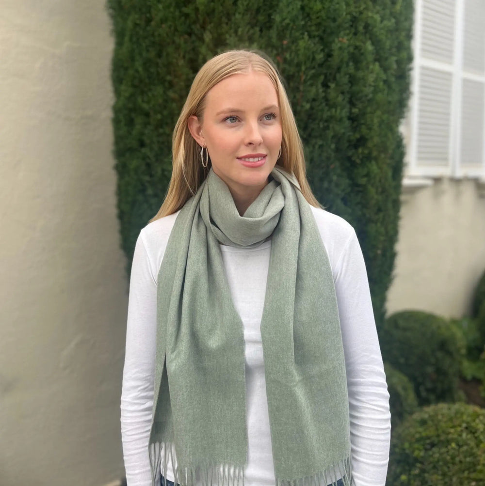 WS Premium Virgin 100% Wool Blanket Scarf- Sage