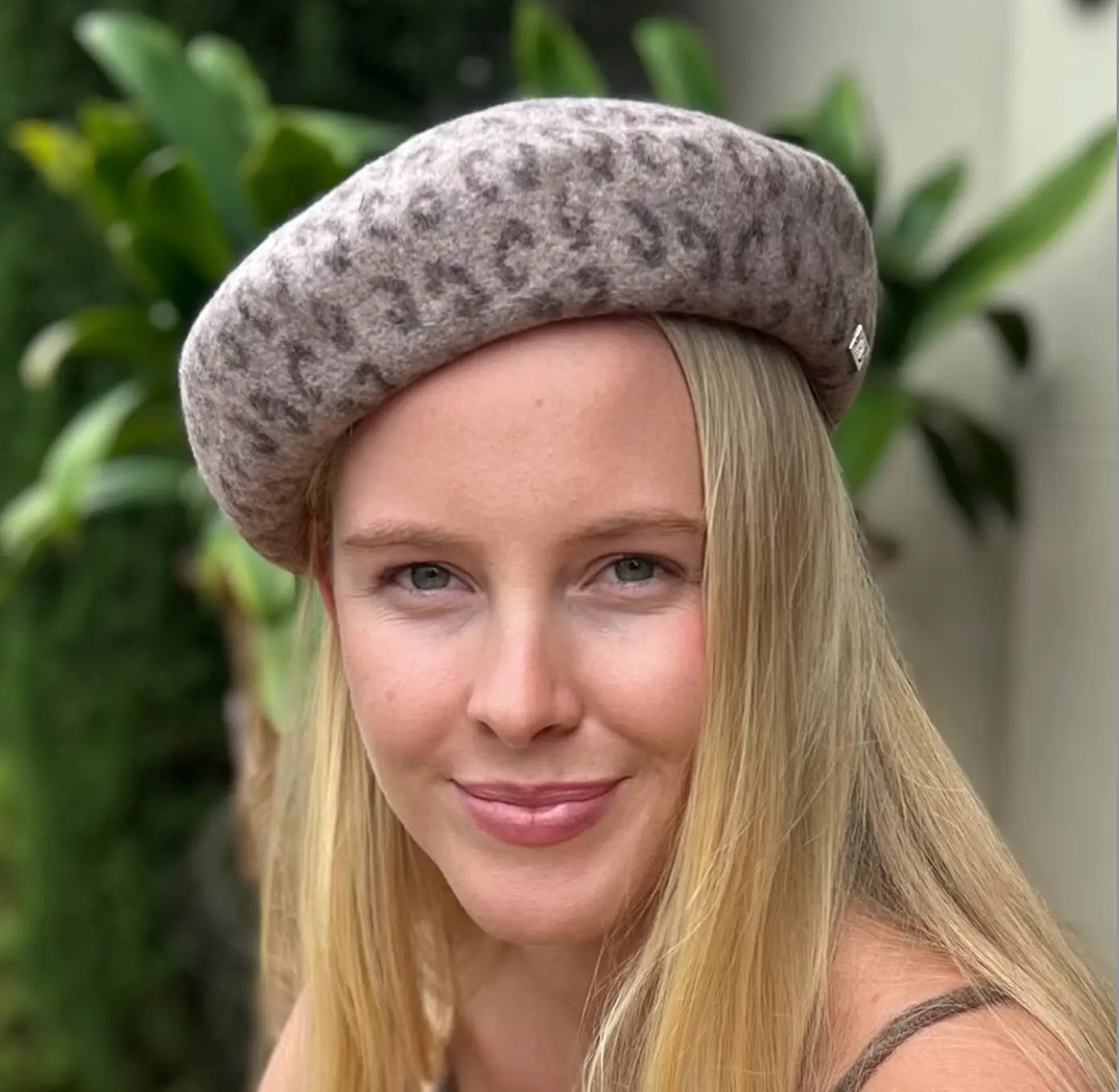 WS Lille Wool Leopard Beret - Mocha