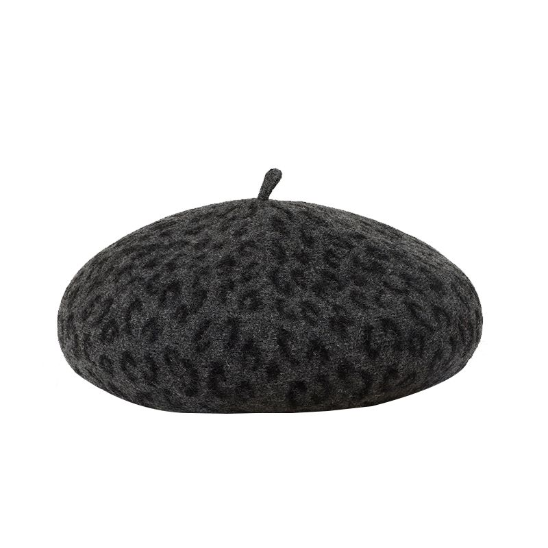 WS Lille Wool Leopard Beret - Grey - Hero