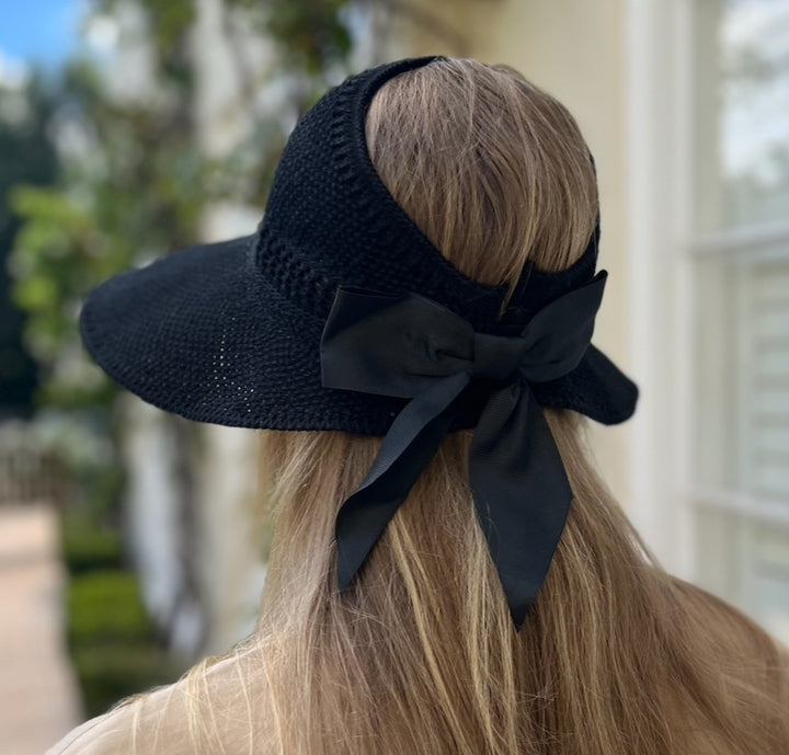 Visor Foldable & Black Ribbon in Black