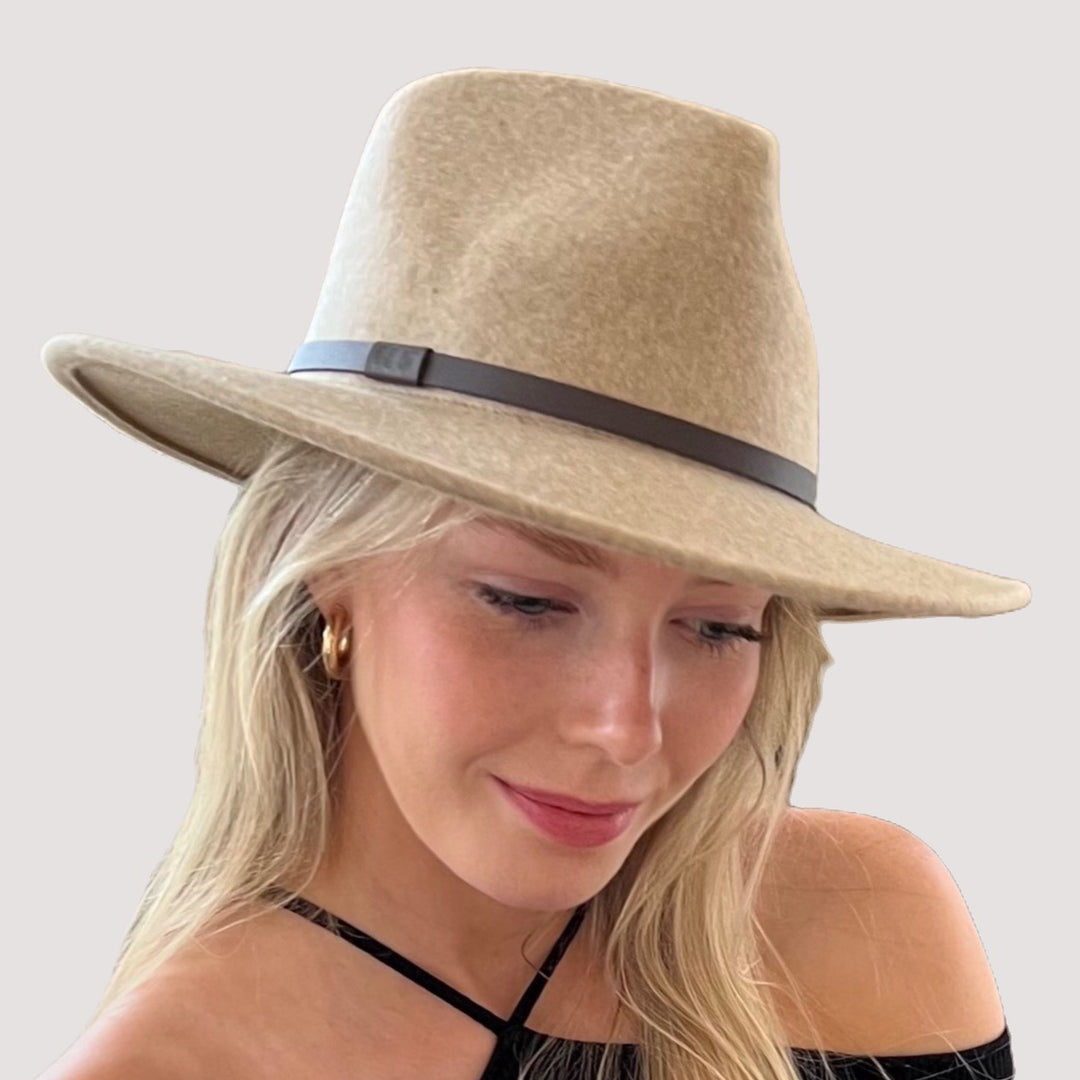 WS Premium 100% Australian Wool Fedora - Light Brown/Fawn 744109225734