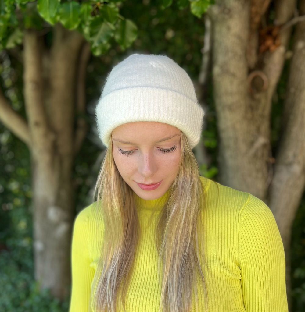 WS - Angora Blend Slouch beanie - White 746935191559