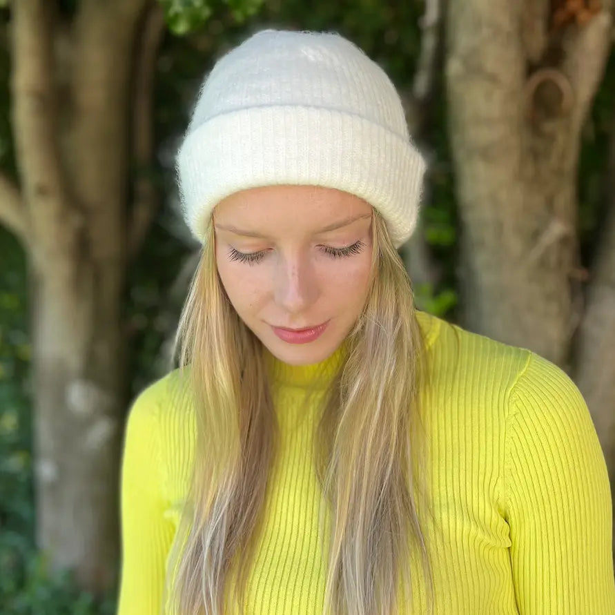 WS Angora Blend Slouch Beanie - White - Image 2