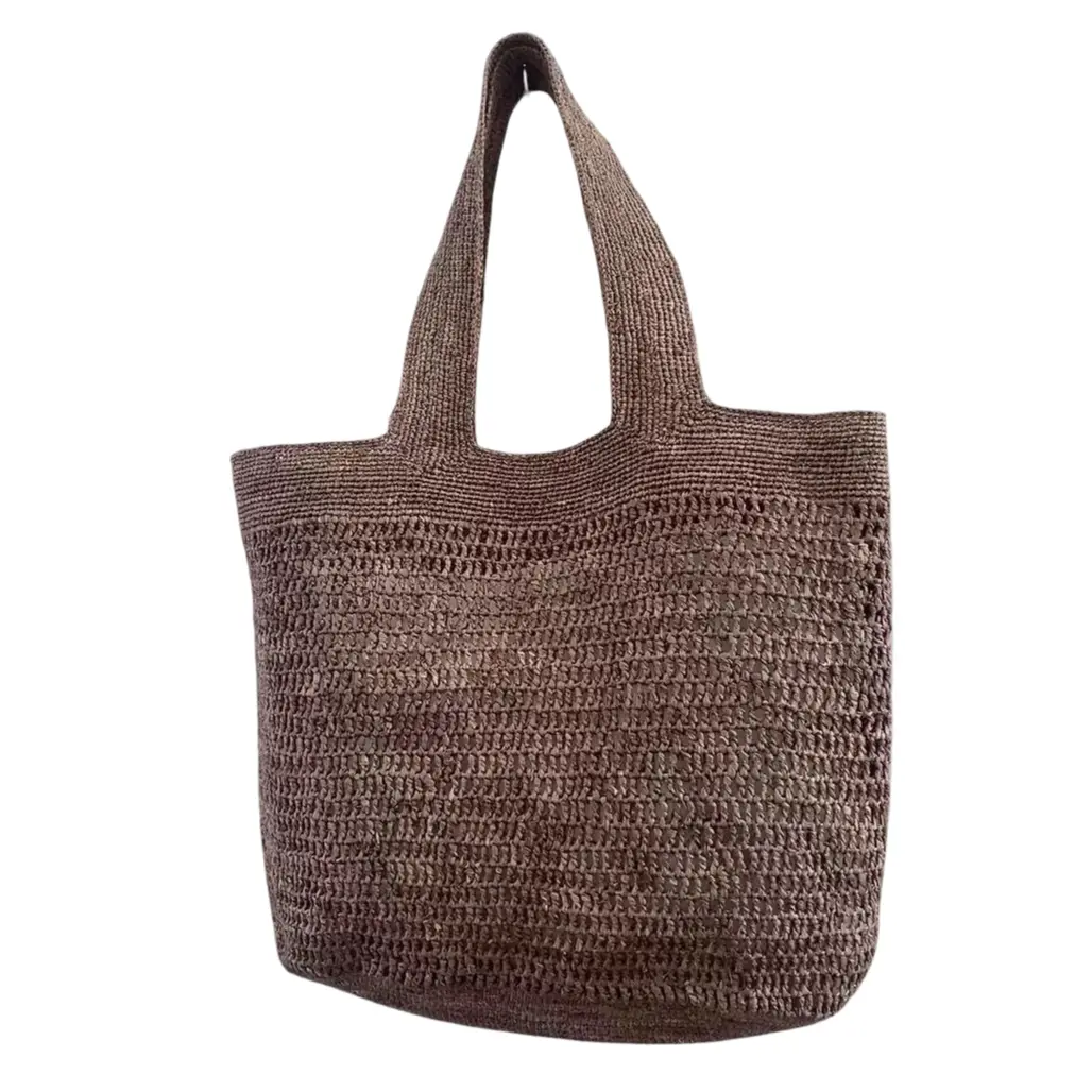 Mila Raffia Crotchet - Grey Oversized Bag Natural