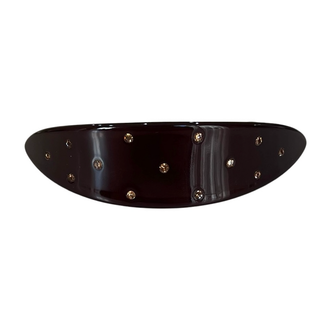 Acetate Barrette Oval & Crystal Brown