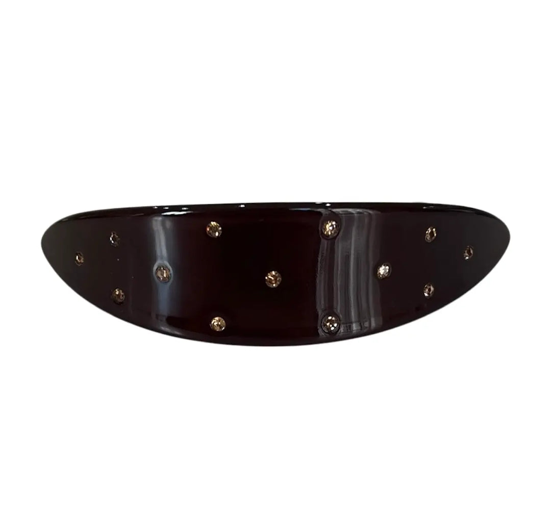 Acetate Barrette Oval & Crystal Brown
