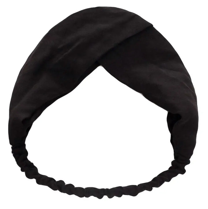 Vegan Suede Twisted Elastic Headband - Black