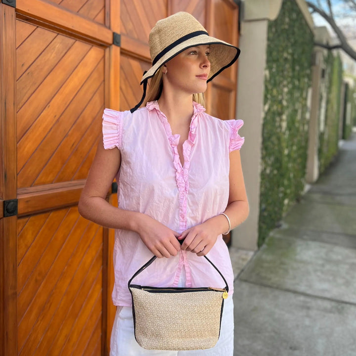 WS Bodicia - Straw Crotchet & Black Vegan Shoulder Bag - Image 4