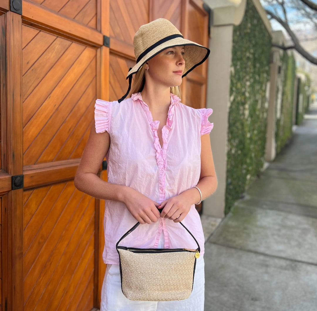 Bodicia - Straw Crotchet & Black Vegan Shoulder Bag