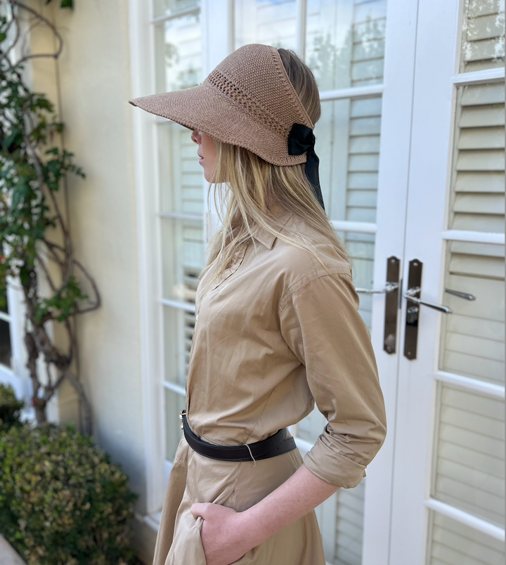 WS Visor Foldable & Black Ribbon - Golden Straw