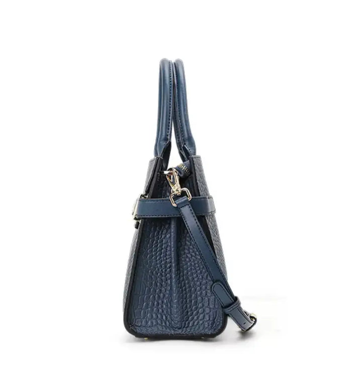 Alexandra Medium Cowhide Croc Tote Bag - Blue