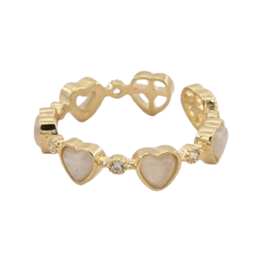 WS - Heart Mother of Pearl Gold Ring 757953174011