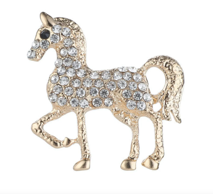 WS Brooch Crystal Horse - Gold
