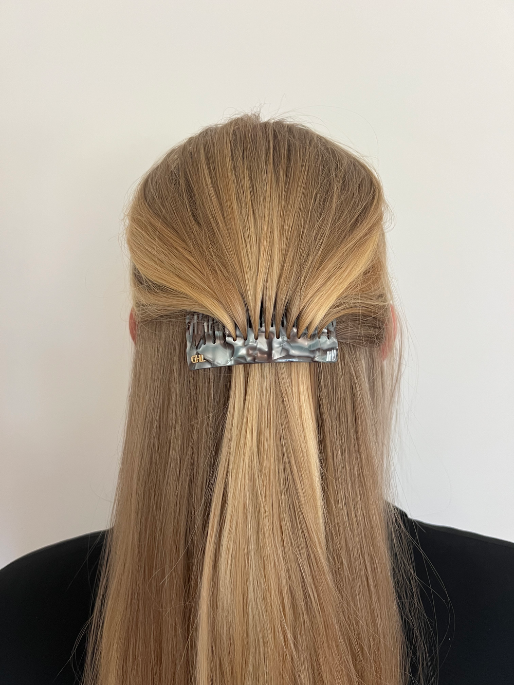 WS - Acetate Hair Comb in Silver Blue Marble