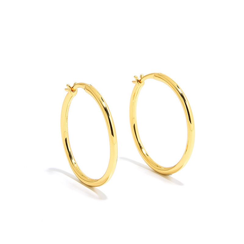 18K Gold plated Sterling Silver Hoop Earrings 4cm