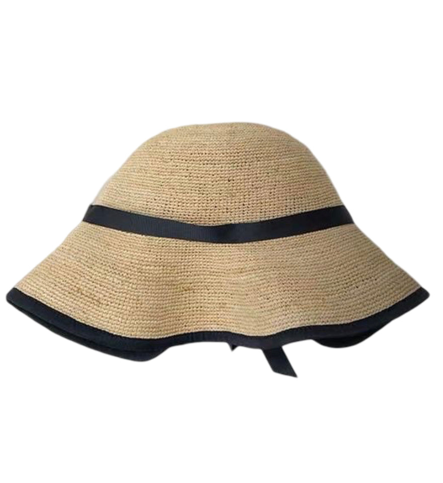 Eleanor Raffia Hat with Black Ribbon