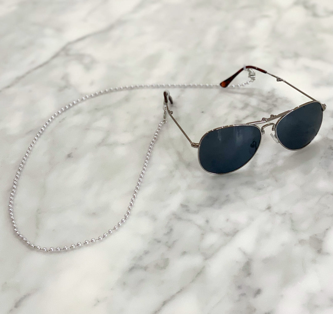 Glasses / Sunglasses Chain Pearl & silver