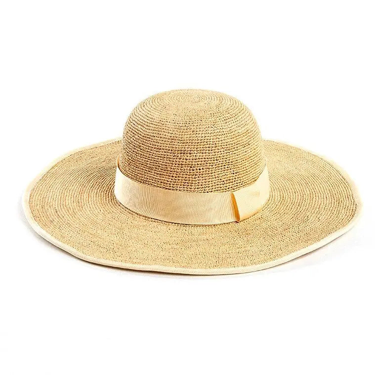 Melissa Raffia Hat with Trim - White Bow