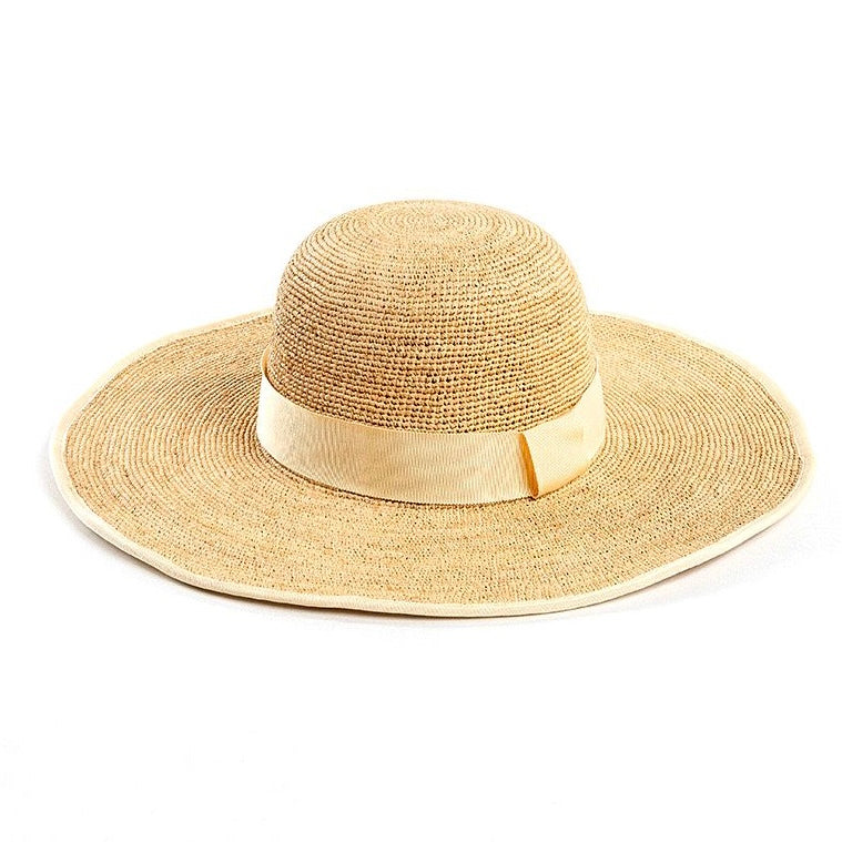 WS Melissa Raffia Hat with Trim - White Bow