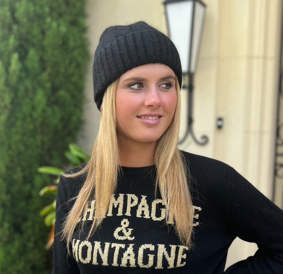 Cable Beanie - Black