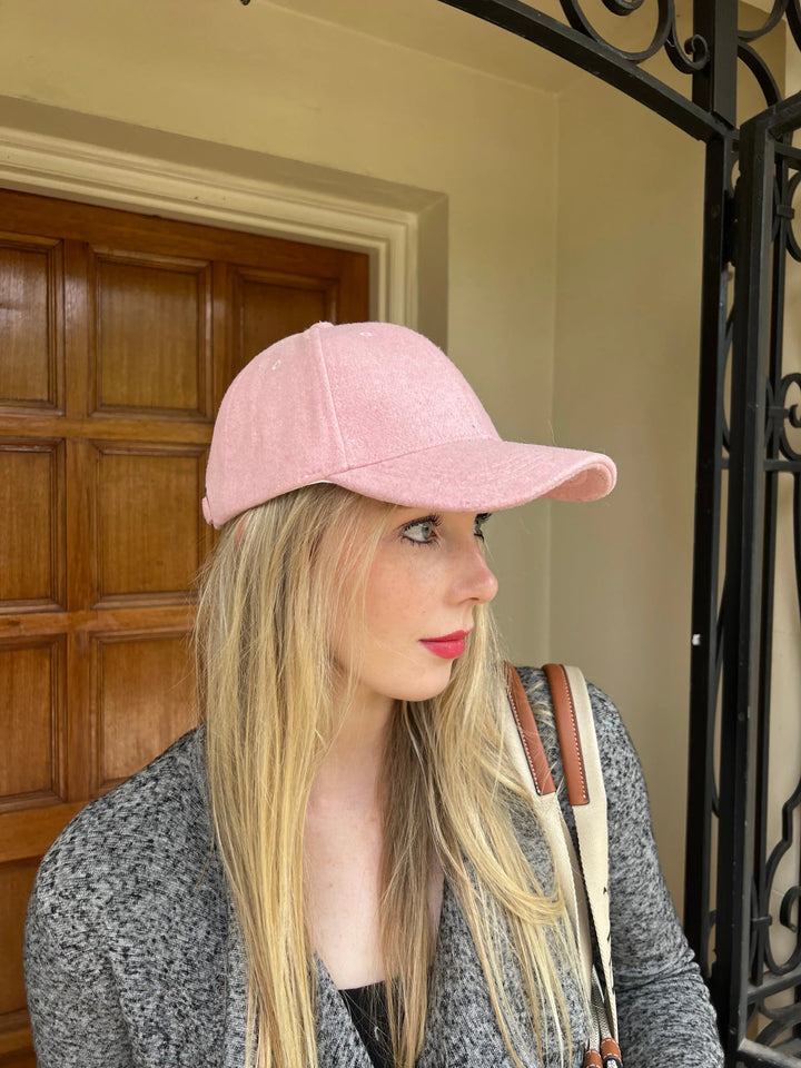 Wool Baseball Cap in Pink