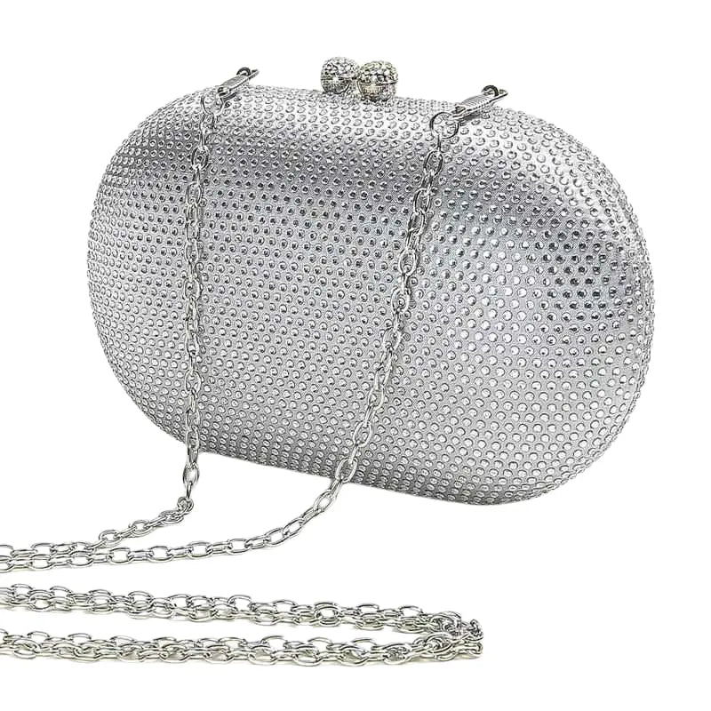 Ella Clutch Hand Bag- silver