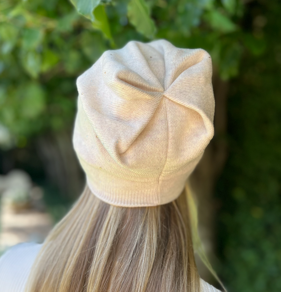 Premium Cashmere Blend Beanie &Crystals - off white
