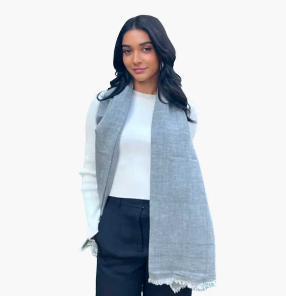 WS Linen Handwoven Scarf- Ultimate Grey 754523535708