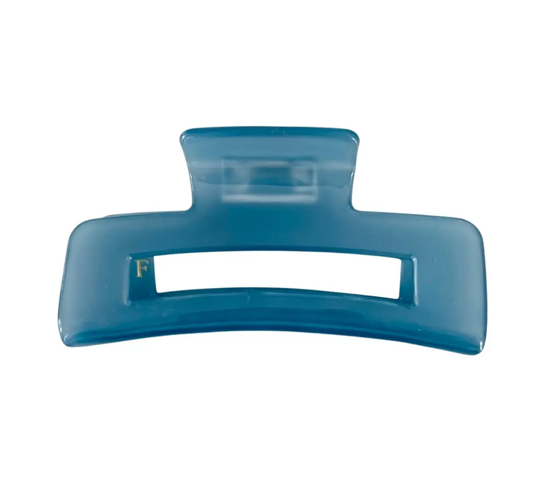 Oversized  Acetate Rectangular Hair Claw in Grey/blue