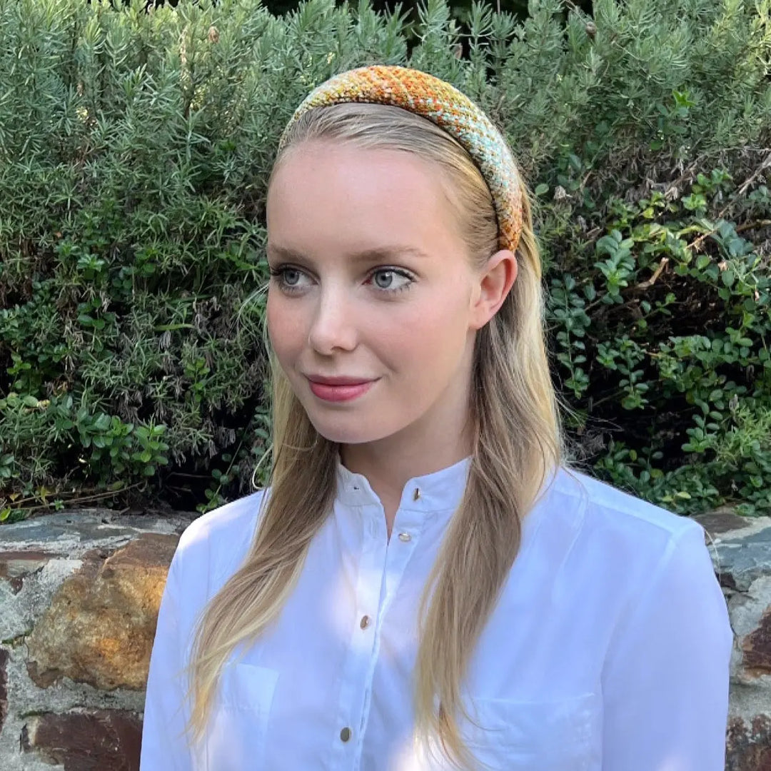 Plaid Padded Alice Headband - Burnt Colours - Image 2