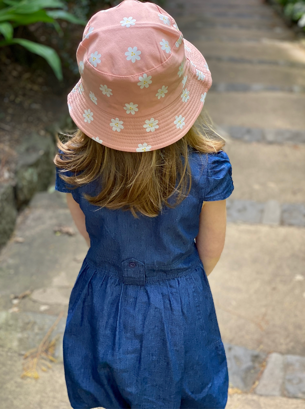 WS - Bucket Hat - reversible children size 6-adult Pink daisy  746935882884