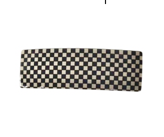 Premium Acetate Wide Barrette in White/Black check