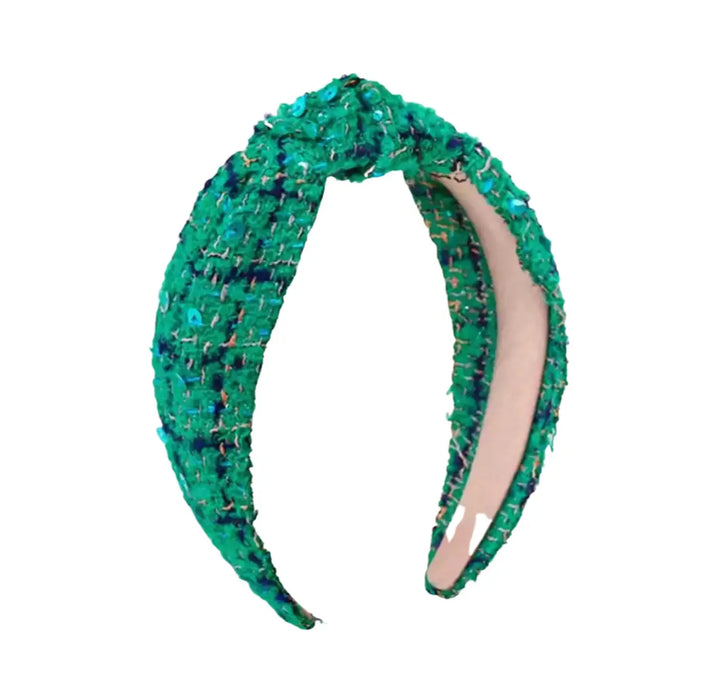 Plaid Knotted Headband in Green