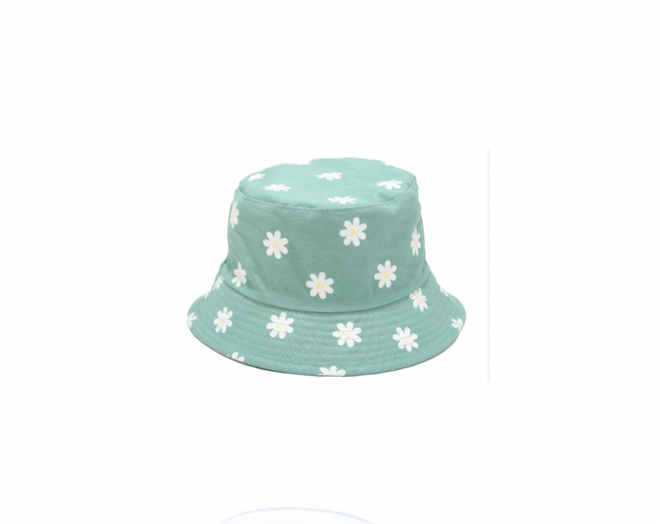 Bucket Hat - reversible- Green daisy/Green 6-adult Tania Hird Designs