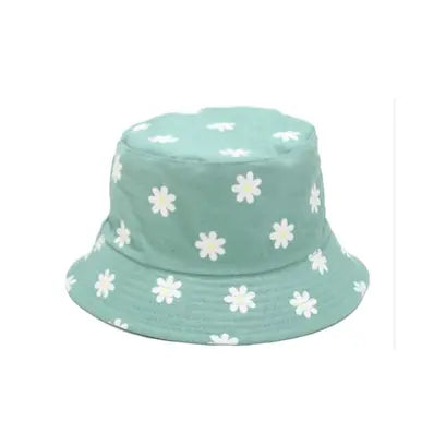 Bucket Hat - reversible- Green daisy/Green 6-adult Tania Hird Designs