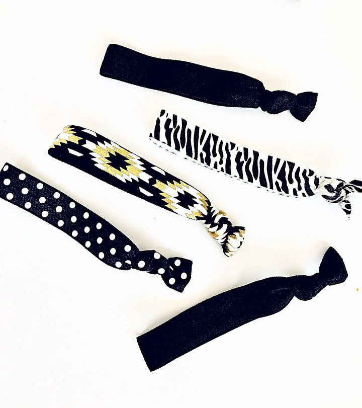 WS - Foil Hair Ties - Glaming it up in Black, White & Gold