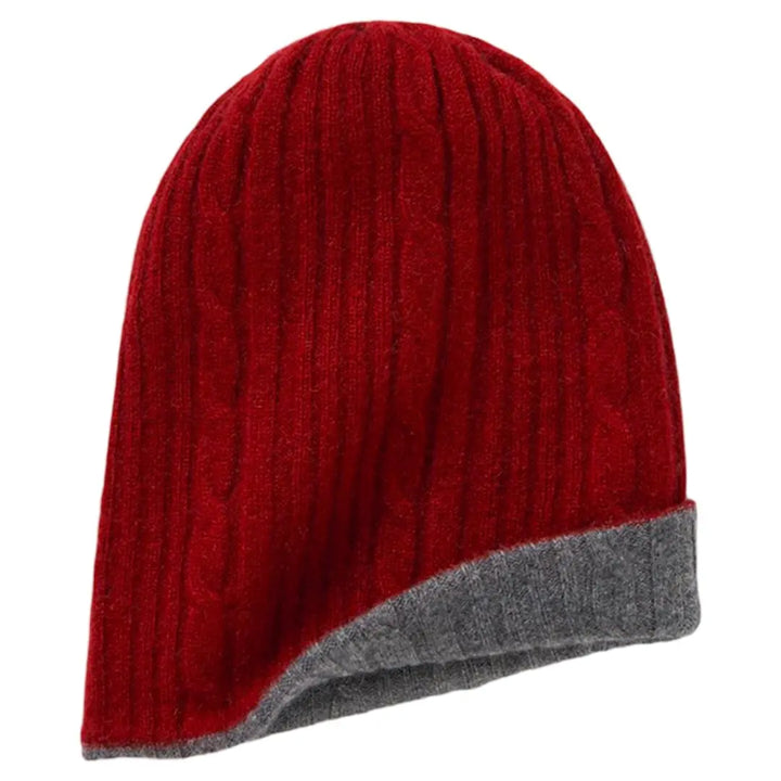 WS - Beanie - Cashmere reversible Wine/Grey