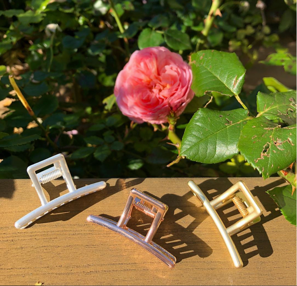 Mini line hair claws in matt gold, matt silver & rose gold