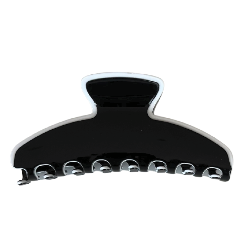 Premium oversized Black Hairclaw with white trim