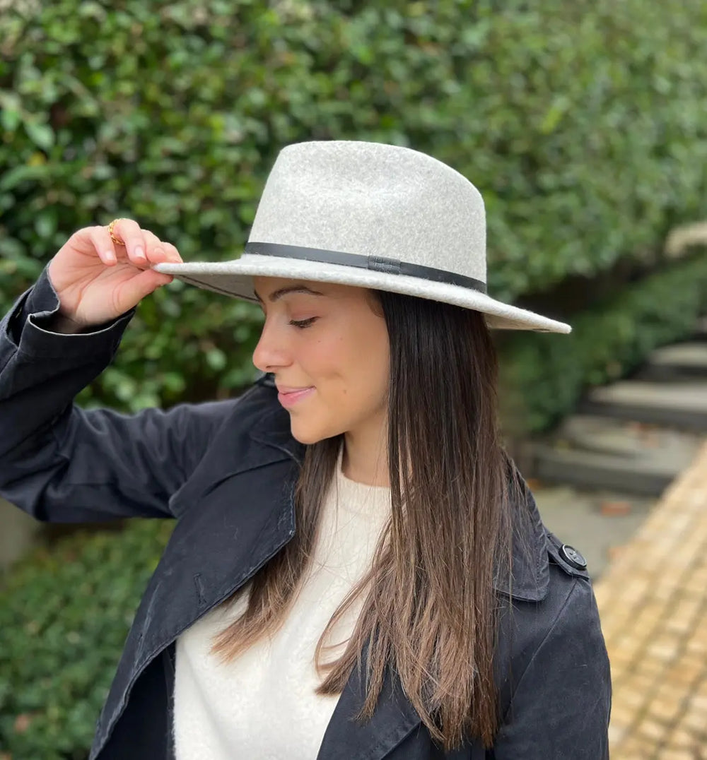 Premium Australian Wool Fedora - Light Grey