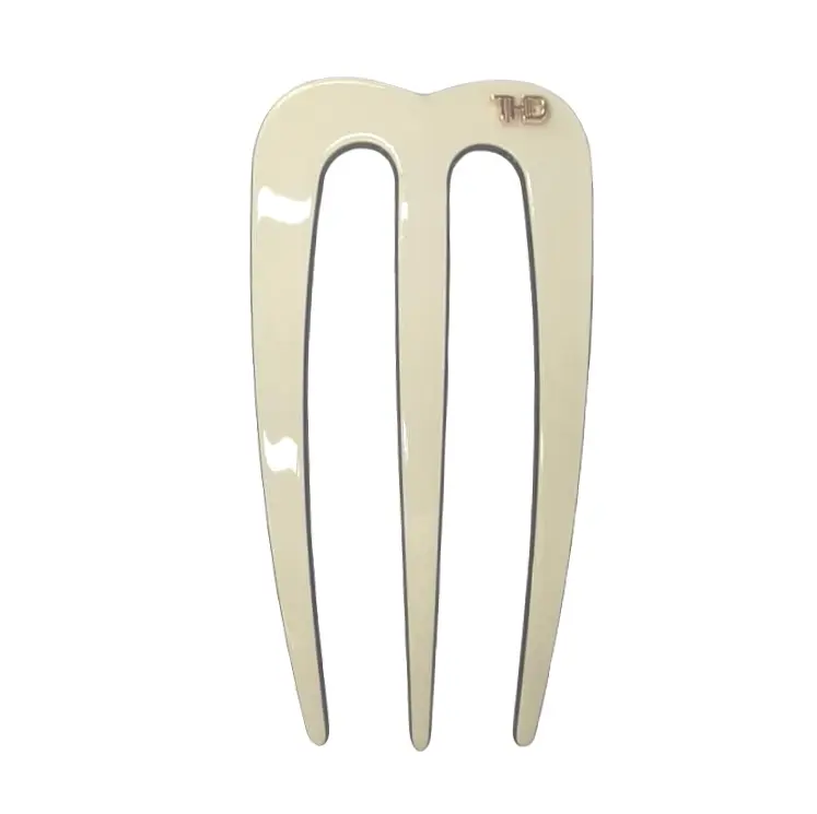 Acetate Chignon/ M Pin - Ivory & Black Trim