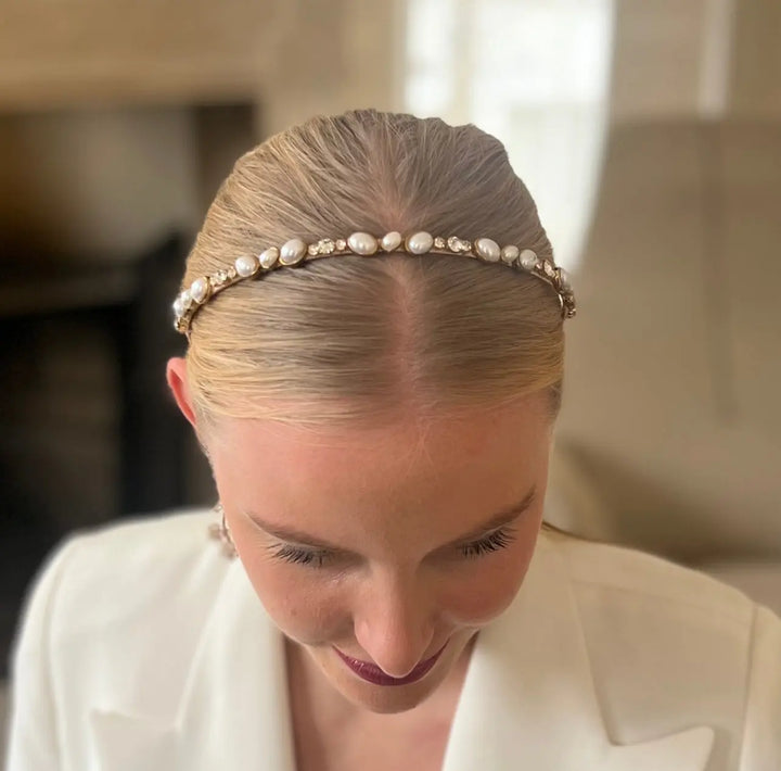 WS Verity Pearl & Crystal Headband Nude Bling