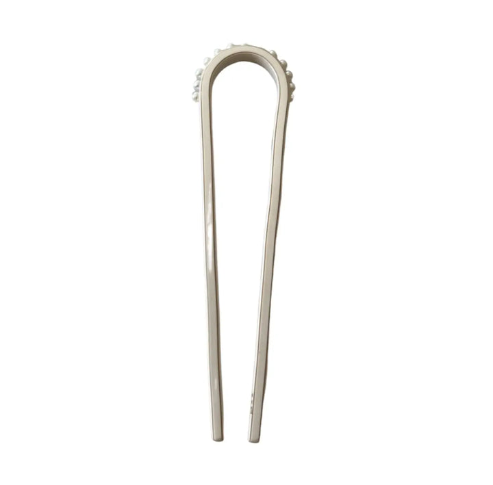 WS Premium Acetate Chignon U Pin with Pearl - White - Hero