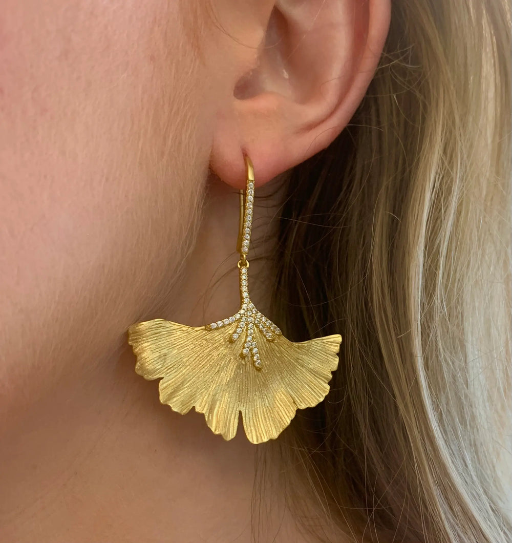 WS Ginko Leaf Earrings Hide . Cant Manufacture Presently - Image 1