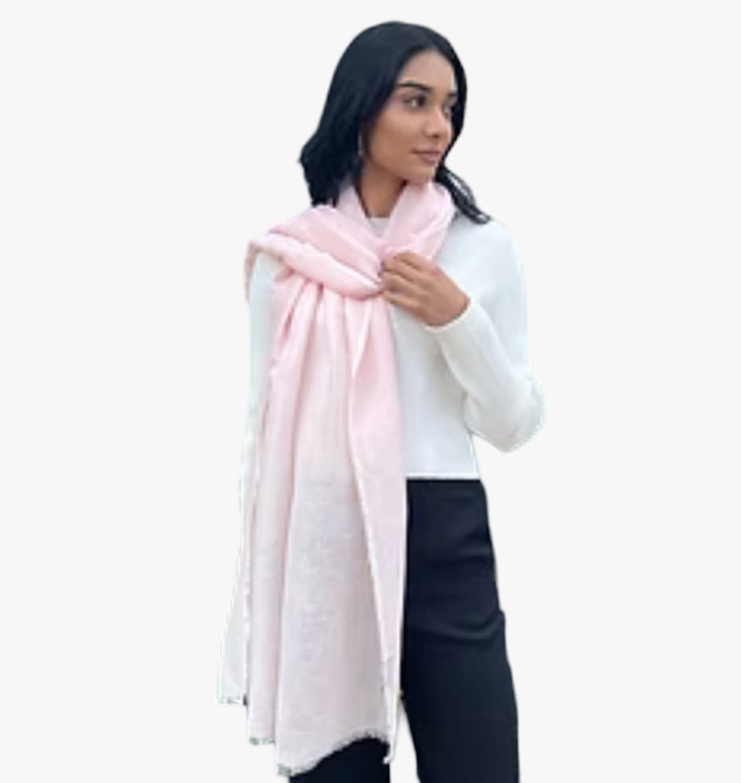 WS - Linen Handwoven Scarf- Pink 754523535685