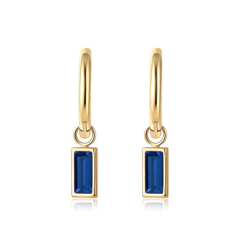 Baguette Necklace on Gold - Blue